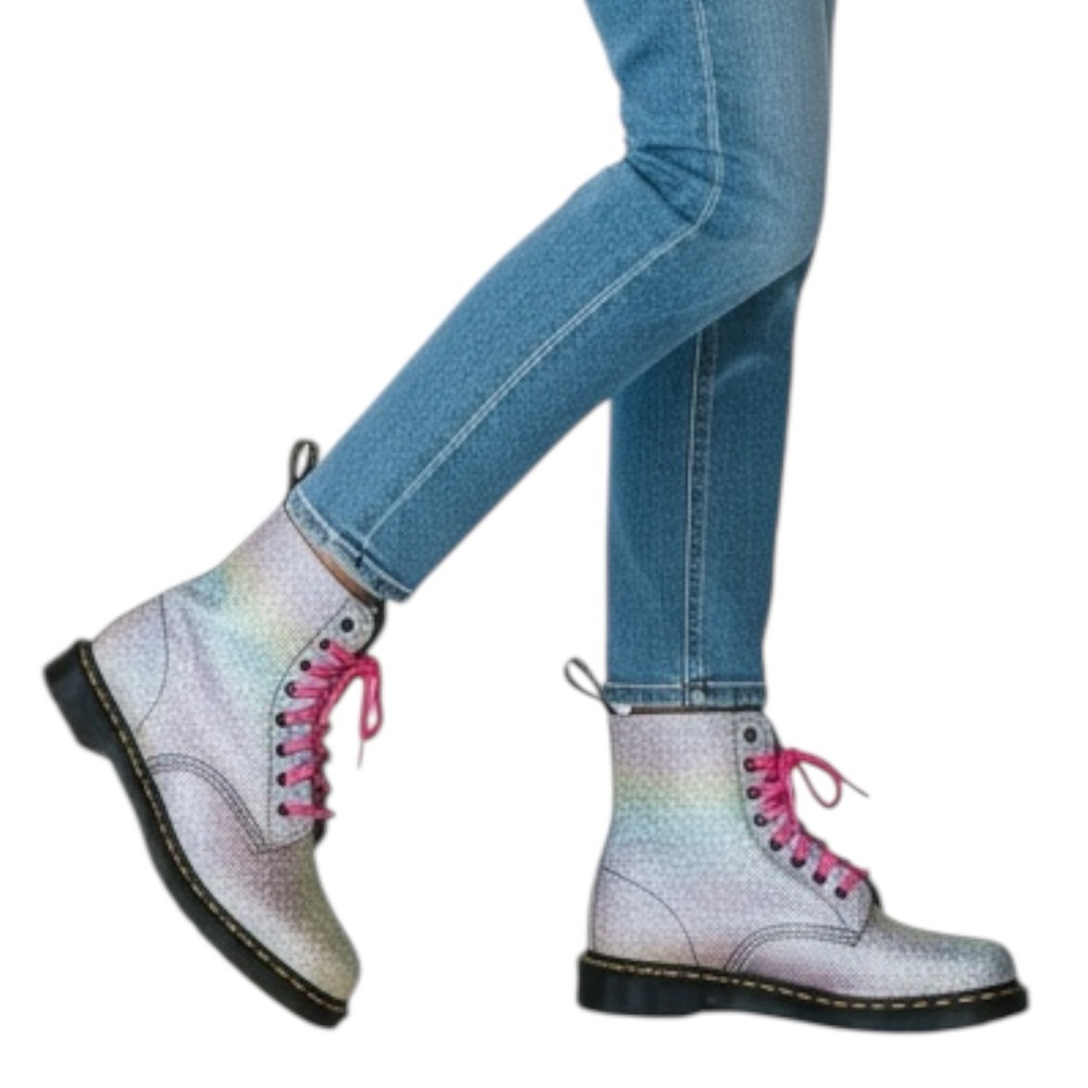 Dr. Martens Limited Edition Glitter Combat Boots Size 9 -- Y2K Style